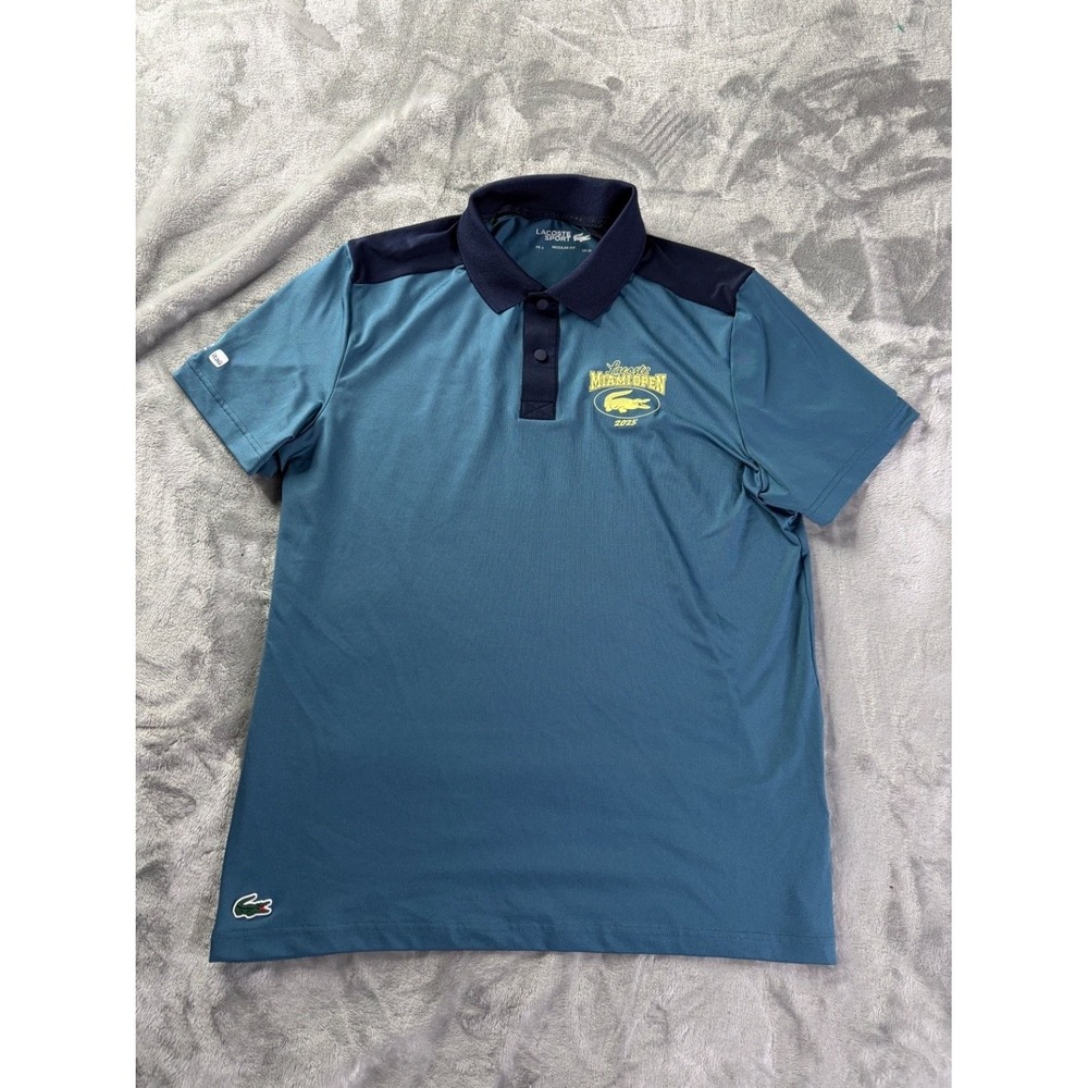 Lacoste Sport Miami Open 2025 Tennis Ultra Dry Polo Mens M Blue Moisture Wicking